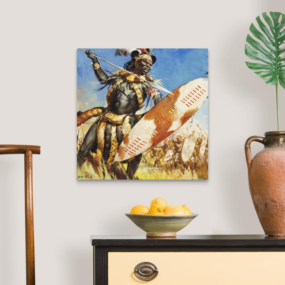 Amazon.co.jp: Zulu Warrior キャンバスウォールアート プリント 歴史